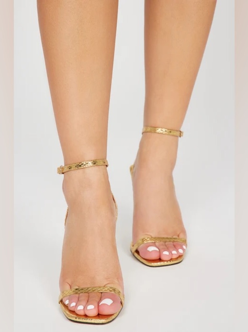 Gold Ankle-Strap Heels